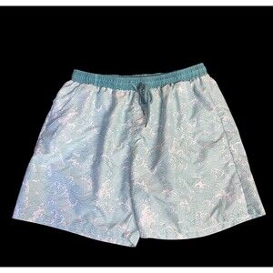Caden Lane Men's Swim Shorts Size XL Green Wave Design Pool Beach Summer Fun